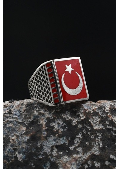 Doğal Akik Taşlı Tesbih Ve 925 Ayar Gümüş Yüzük Ay Yıldızlı Ayyıldızlı Mineli 901976 Gümüş
