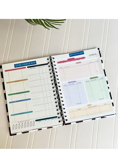 Bu Işıltılı Hayatı Ben Seçtim Sticker'lı Tarihsiz Konuşan Ajanda Haftalık Planlayıcı Defter Beyaz