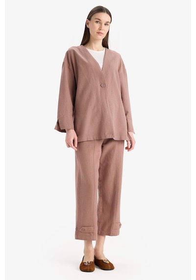 DeFacto 	Keten Karışımlı Basic Düz Kısa Paça Harem Pantolon B7506AX25SPBN552
