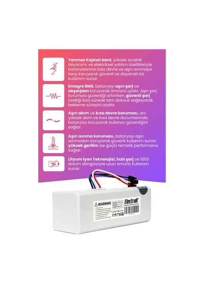Xiaomi Mi Vacuum Mop 2c 2in1 Uyumlu Batarya Maksimum Kapasite 7000mah Robot Süpürge Pil Xmstjqr2c