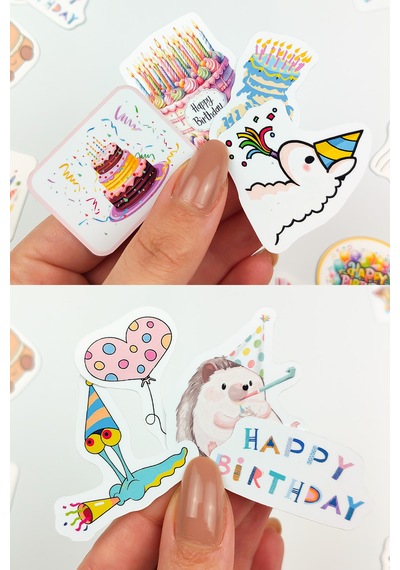Happy Birthday Sticker Paketi 25 Parça Kaliteli Su Geçirmez Doğum Günü Etiket Seti Çok Renkli