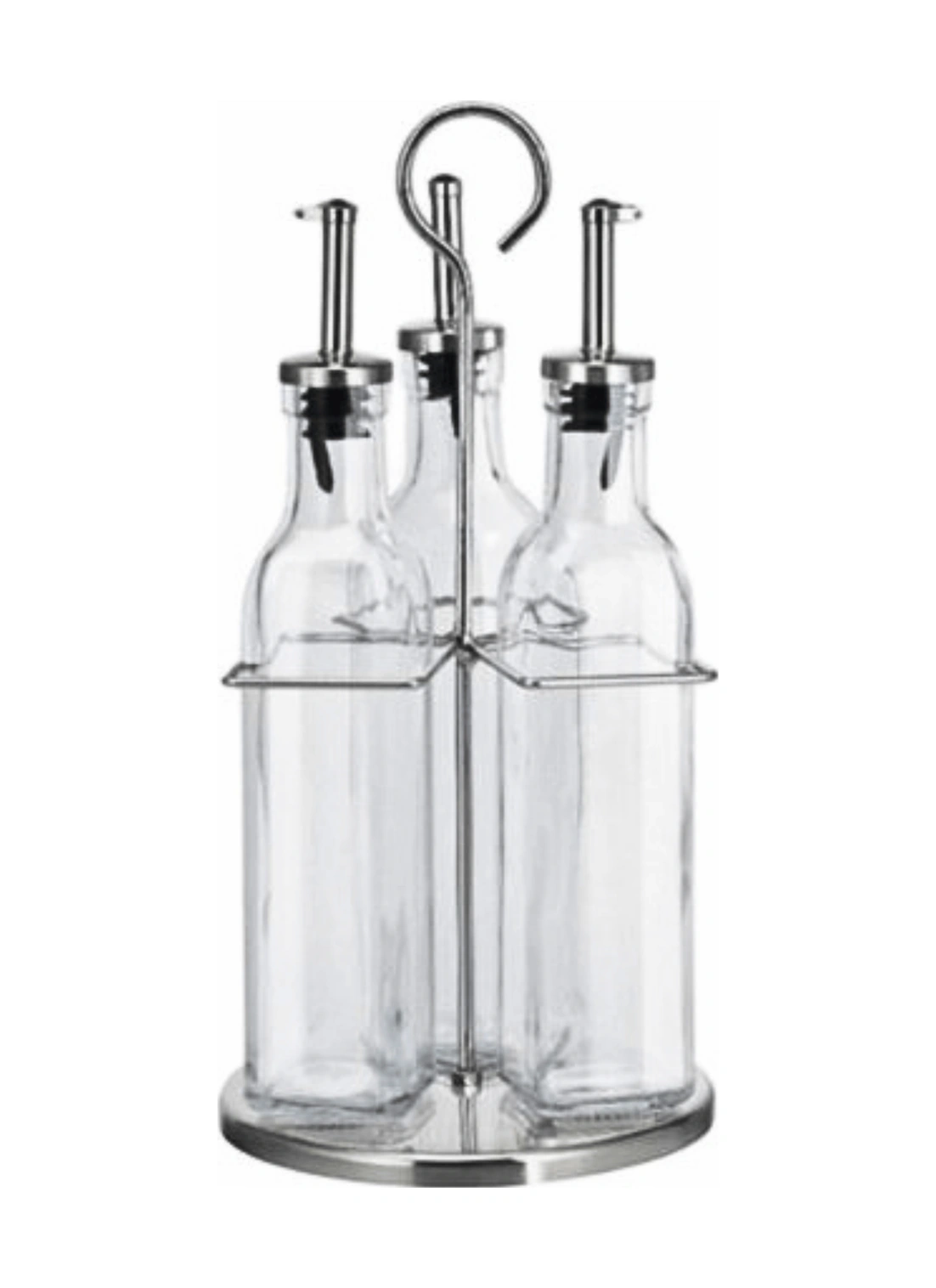Döner Standlı Cam Yağlık Sirkelik Seti - 3 Lü Set - 300 Ml Şeffaf