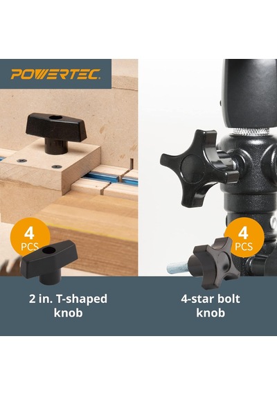 Powertec 71173 Düzenek Ve Sabitleme T-track Donanım Kiti, Düğmeli