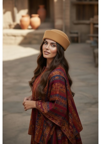 Genel Markalar Kadın Pillbox Şapka Kaşe Retro Klasik Şapka Hostes Şapka Camel Camel