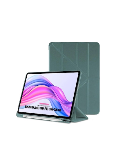 Samsung Galaxy Tab S9 Fe 10.9'' Uyumlu Kalem Bölmeli Uyku Modlu Arkası Silikon Kapak Kılıf Kılıf