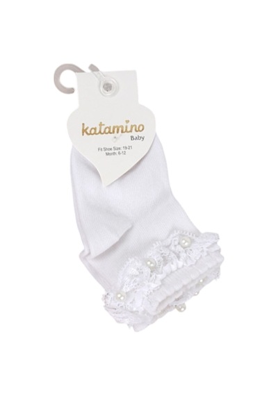 Katamino Teri Aks Bebek Çorabı 46206 Beyaz