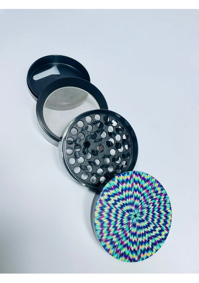 Tobaccoturk724 Optik İlizyon Desenli Metal 4 Parça Grinder Tütün Öğütücü 63 MM