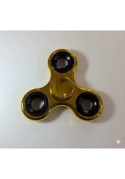 Uzun Süre Dönen Metal Stres Çarkı - Gold Rengi / Fidget Spinner Mavi