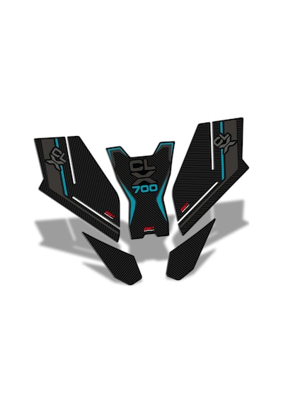 GP Kompozit CF Moto 700 CL-X 2022-2024 Uyumlu Tank Pad Seti Turkuaz
