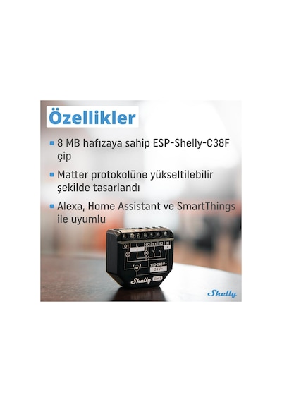 Shelly 2pm Gen3 Enerji Ölçümlü 2 Kanallı Akıllı Röle