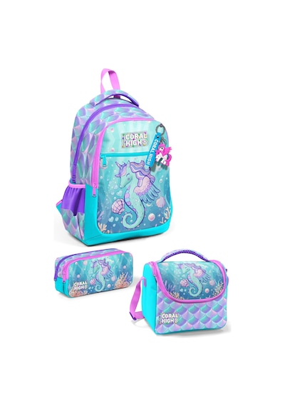 Coral High Kids Unicorn Denizatı Desenli 3 Lü Okul Çanta Seti Set0133256 Açık Mavi - Bej