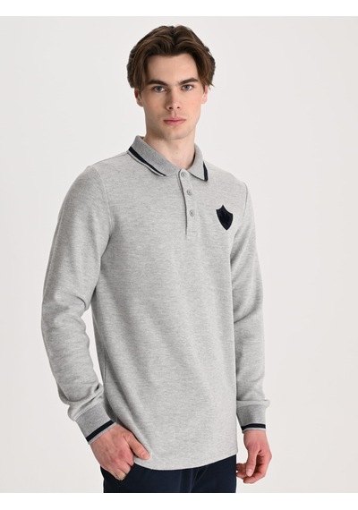 Erkek Trend Arma Detaylı Polo Gri Melanj