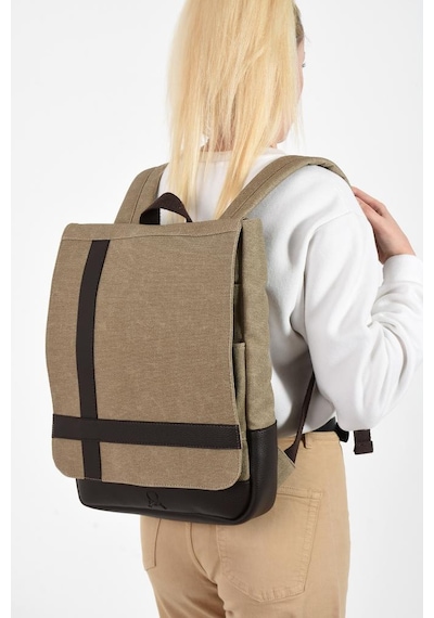 Baginn Kadın Sırt Çantası 35 22 Cm Kanvas Kumaş Laptop Bölmeli Business Sırt Çantası Okul Çantası Mega Bag Bej