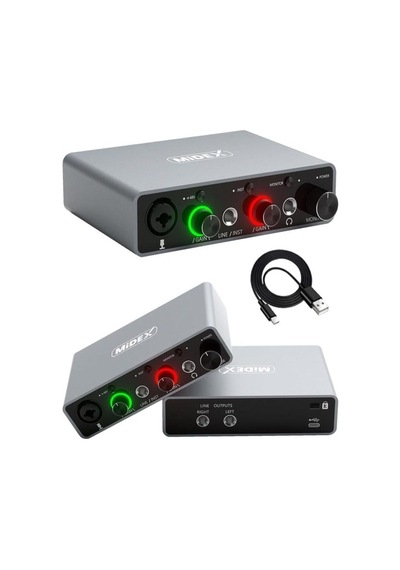Glx-700gr Üst Segment Usb Stüdyo Ses Kartı 2 Giriş 2 Çıkış 24bit/192khz