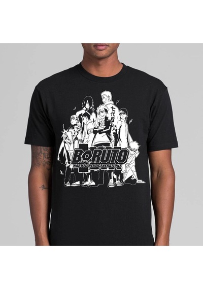 Flood Of Style Anime Desenli Unisex Bay Tişört Boruto Naruto Sonraki Gen Siyah
