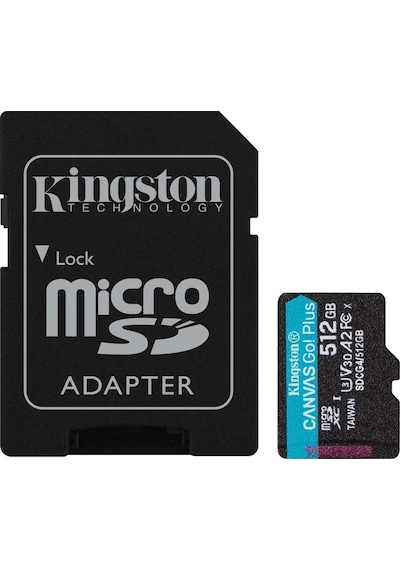 Kingston Sdcg4-512gb 512gb Microsdxc Canvas Go Plus Gen4 200mb-s A2 U3 V30 Card + Adp Hafıza Kartı