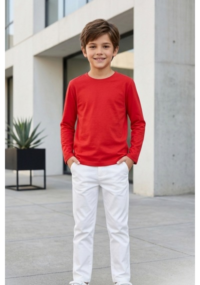 Kiagu Erkek Çocuk Uzun Kollu Basic Düz Tişört %100 Pamuk Bisiklet Yaka T-shirt 2-13 Yaş Kırmızı Kiagu Erkek Çocuk Uzun Kollu Basic Düz Tişört %100 Pamuk Bisiklet Yaka T-shirt 2-13 Yaş Kırmızı