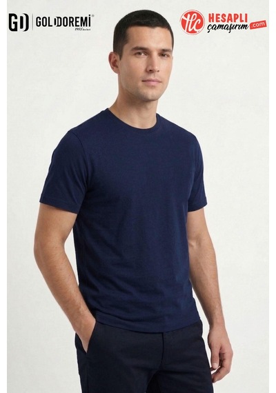 Jiber Erkek Premium Bambu Terletmeyen Hafif Kumaş T-shirt Lacivert