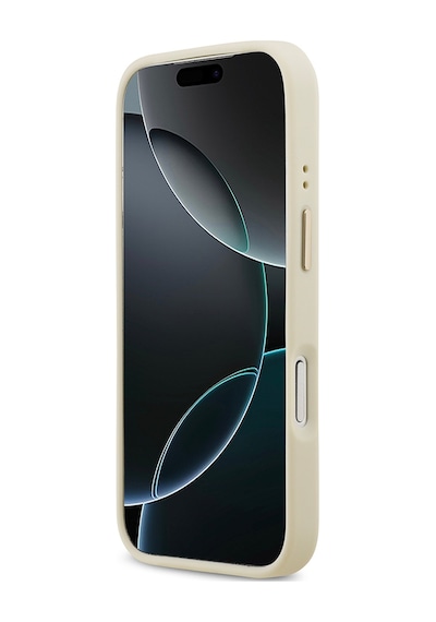 Apple Uyumlu iPhone 17 Pro Kılıf Guess Lisanslı M-safe Özellikli Grained Yazı Ve Taşlı 4g Logolu Kapak Bej Bej
