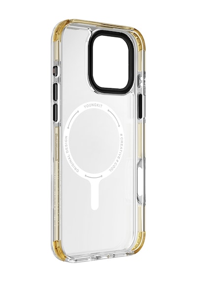 Apple iPhone 16 Pro Uyumlu Kılıf Magsafe Şarj Özellikli Youngkit Crystal Color Serisi Kapak Sarı