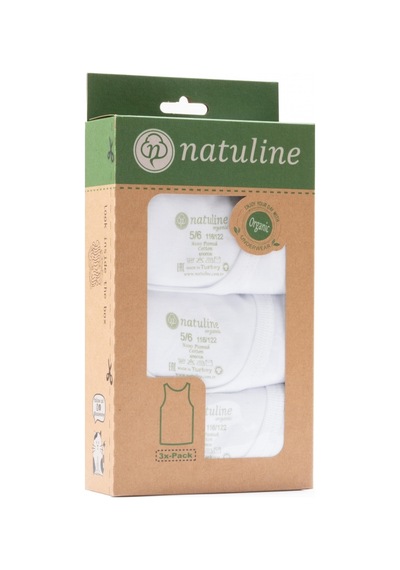 Natuline Erkek Çocuk Atlet Organik Pamuk Penye 3'lü Paket Beyaz