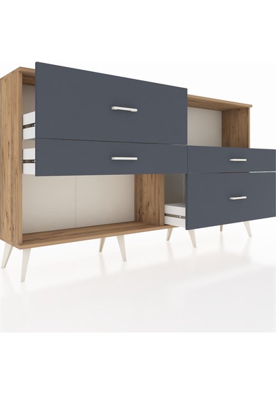 Arges Konsol Tek Raflı 4 Çekmeceli 176x30x99 Çam-antrasit Çam-antrasit Arges Konsol Tek Raflı 4 Çekmeceli 176x30x99 Çam-antrasit Çam-antrasit