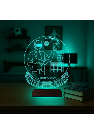 Luvivia Metaverse Bilgisayar Yazılımcı Kişiye Özel 3d Lamba - Masa Gece Lambası Şeffaf