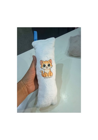 Kedi Köpek Oyuncağı Peluş Baskılı, Yumuşak Kumaşlı Hışırtılı Oyuncak Beyaz - 937493409