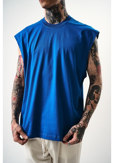 Respire Erkek Basic Tank Top Atlet Mavi