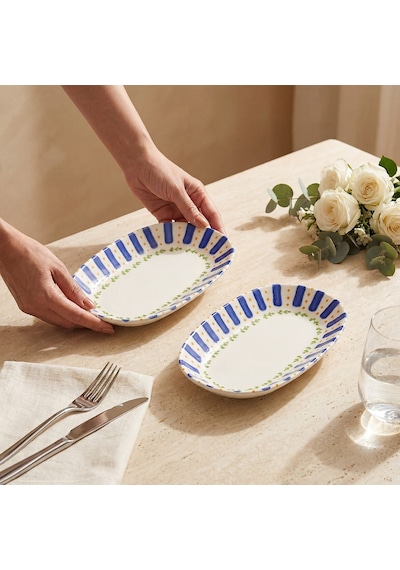 Güral Kayısı Desenli 24 Cm 2li Porselen Kayık Tabak Seti Çok Renkli
