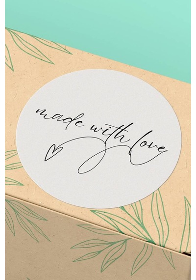 Made With Love Beyaz Sticker 3x3cm St2277 Çok Renkli
