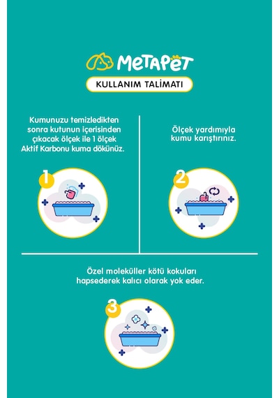 Metapet Avantaj Paket Kedi Kumu ve Tuvaleti Koku Giderici Önleyici Doğal Aktif Karbonlu 2 x 240 G
