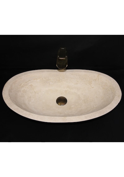 Traverten Elips Kayık Lavabo