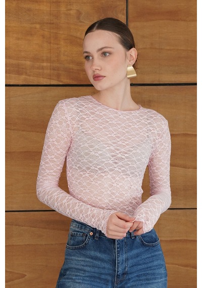 Verymoda Dantel Bluz F2092 Pembe