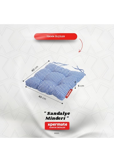 Pötikareli Sandalye Minderi 40x40 Pofidik Piknik Minderi Mavi