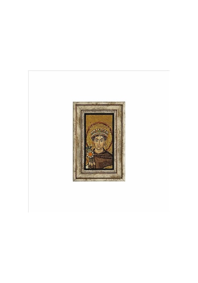 Bizans Kralı I. Justinianus Jüstinyen Mozaiği Baskılı Taş Tablo 20x30