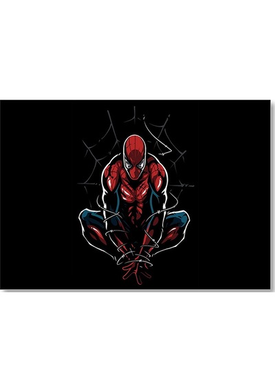 Cakasepetim Spider-man Ve Ağı Artwork Siyah Arka Plan Ahşap Mdf Tablo