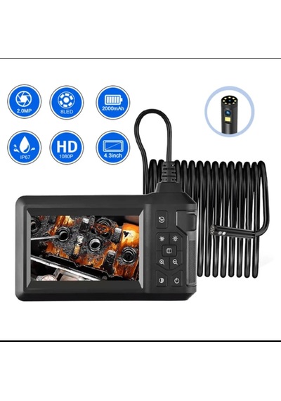 20 Metre Endoskop Ekranlı Yılan Kamera 8 Mm Çift Lens 1080p