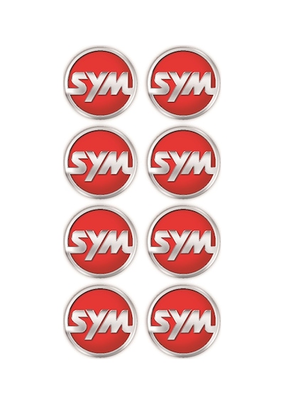 Sym Logo 8'Li Koruma Takozu 3D Sticker Etiket Siyah Kırmızı