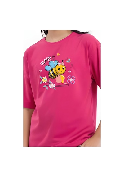 Fyk Kids Kız Çocuk Honey Baskılı Tişört Fuşya