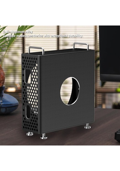 Mac Mini M4 M4 Pro Standı Siyah, Alüminyum Dikey Koruyucu Kasa, Havalandırmalı Metal Mac Mini Tutucu, Port Erişimli Ayaklı Masaüstü Stand, 2024 Uyumlu