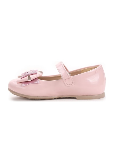 Kiko Kids Cırtlı Kum Sim Fiyonklu Kız Çocuk Babet Ayakkabı Ege 202 Rugan Pembe