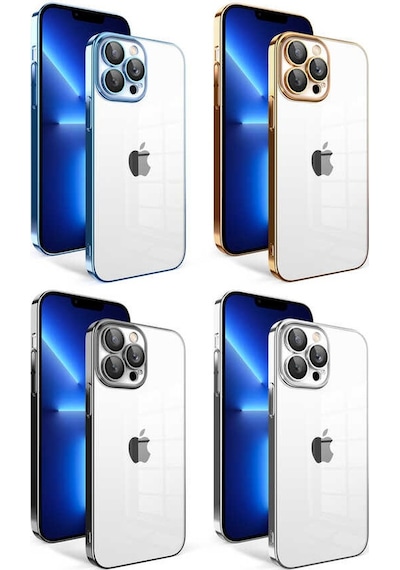 Zeyline Apple Uyumlu iPhone 12 Pro Kamera Korumalı Renkli Çerçeveli Zore Garaj Kapak-gold