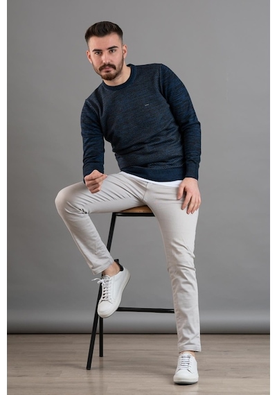 Dorss Slimfit Desenli Sıfır Yaka Erkek Triko Kazak