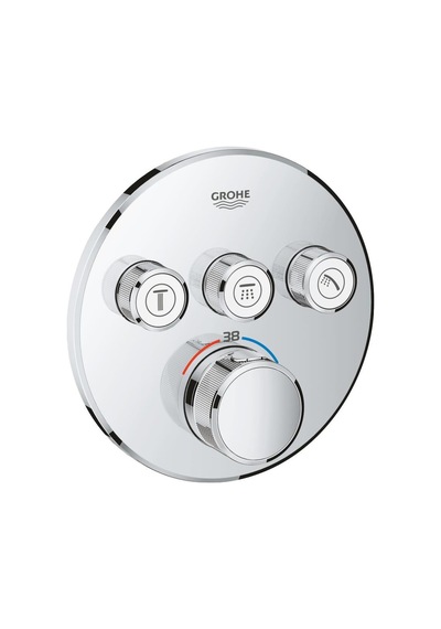 Grohtherm Smartkontrol Ankastre Banyo Bataryası Seti Oval 3-yol Gagalı Geniş Oval Tepe Duşlu Krom
