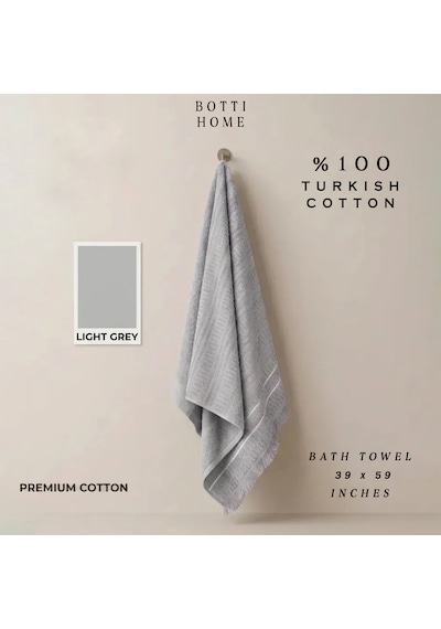 Botti Home %100 Pamuk Jakarlı Banyo Havlusu 100 X 150 Cm Çeyizlik Yumuşak Dokulu Havlu Açik Gri