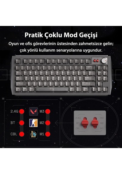 Nuphy Wh80 Tri-mode Hall Effect Manyetik Oyuncu Klavyesi