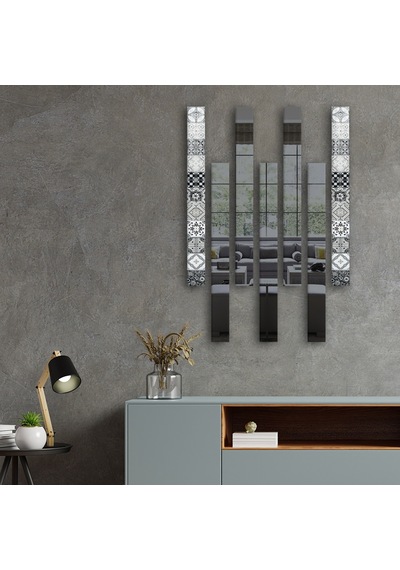 Decorita Dekor Camı Karakalem Çizim Cam ve Füme Ayna 7'li Takım Füme