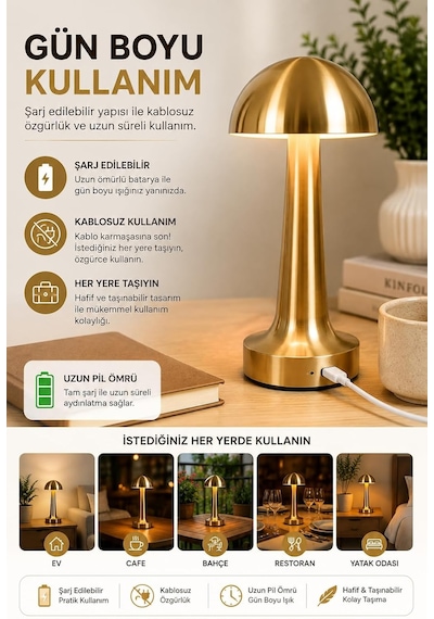 Şarjlı Dokunmatik Metal Masa Lambası Silver 3 Renk Işık, Ayarlanabilir Parlaklık, Kablosuz Led Gece Lambası Ev, Ofis, Kafe, Restoran Ve Yatak Odası Dekoratif Aydınlatma Diğer