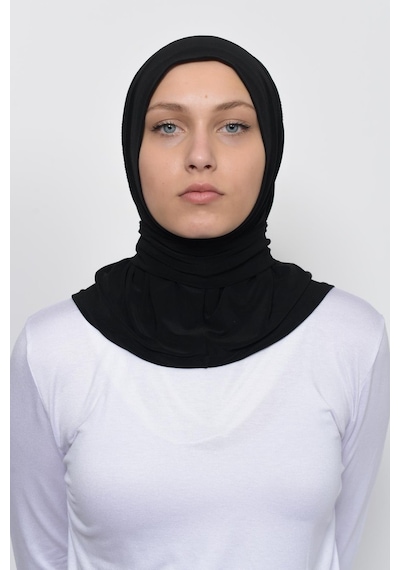 Altobeh Çıtçıtlı Hazır Eşarp Hijap Siyah